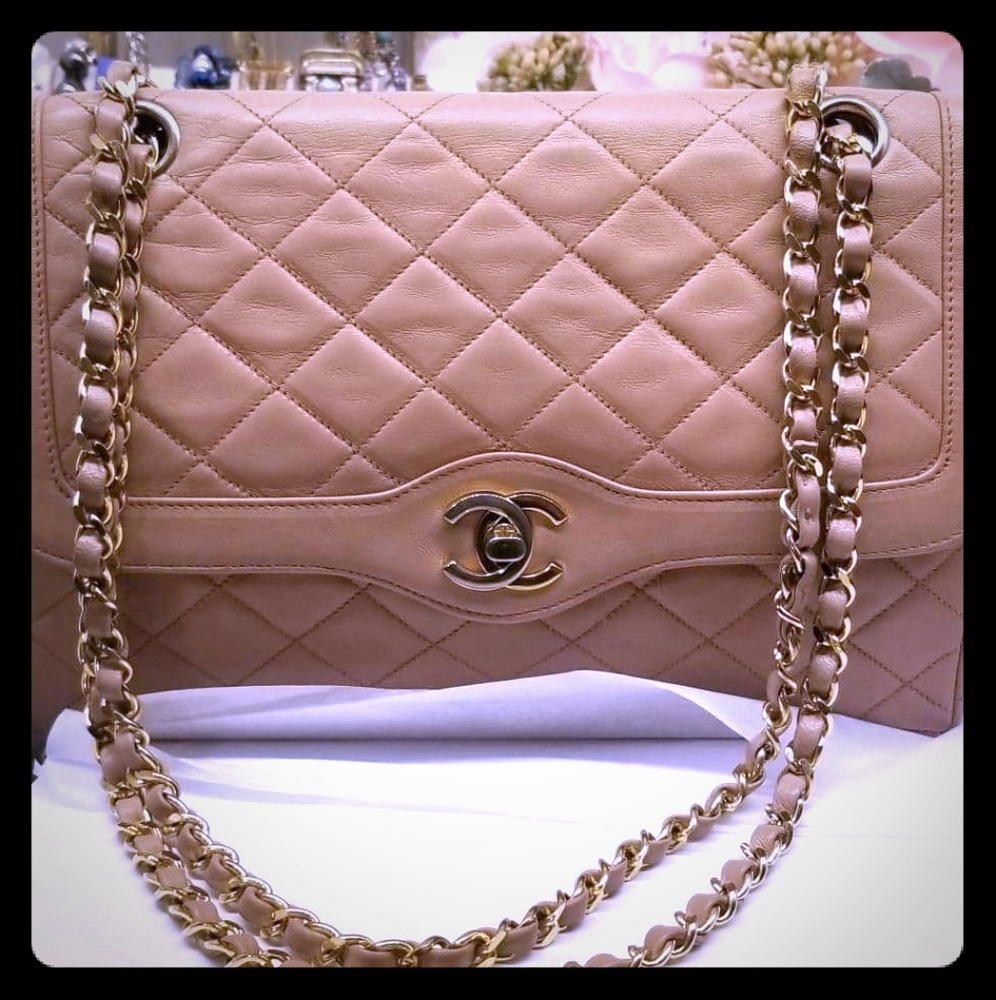 Authentic Chanel lambskin double flap handbag